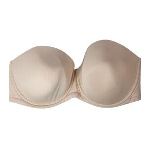 Wacoal Underwire Strapless Bra Tan Beige 40DDD Lightly Padded Red Carpet 854119